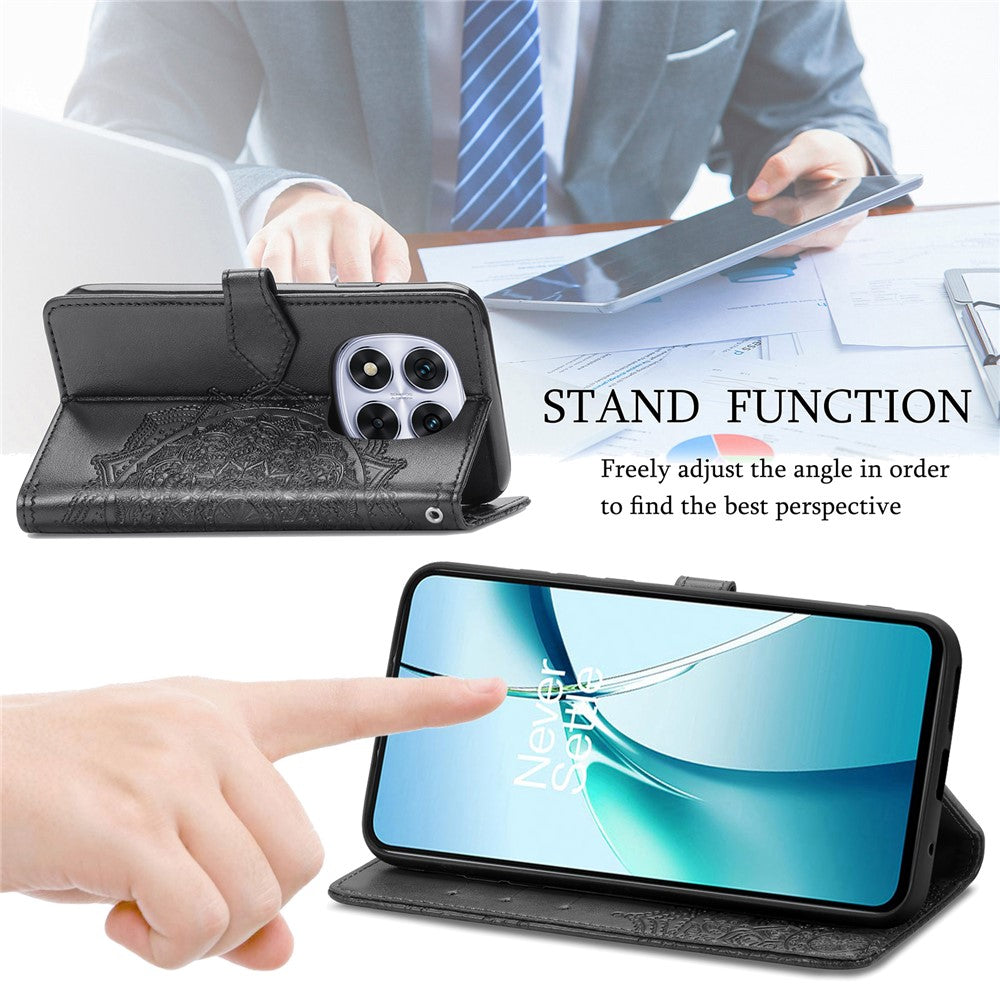 For Xiaomi Poco M8 Pro 5G / Redmi Note 15 Pro+ 5G (Global) Case Wallet Mandala Flower Leather Phone Cover Stand View - Black