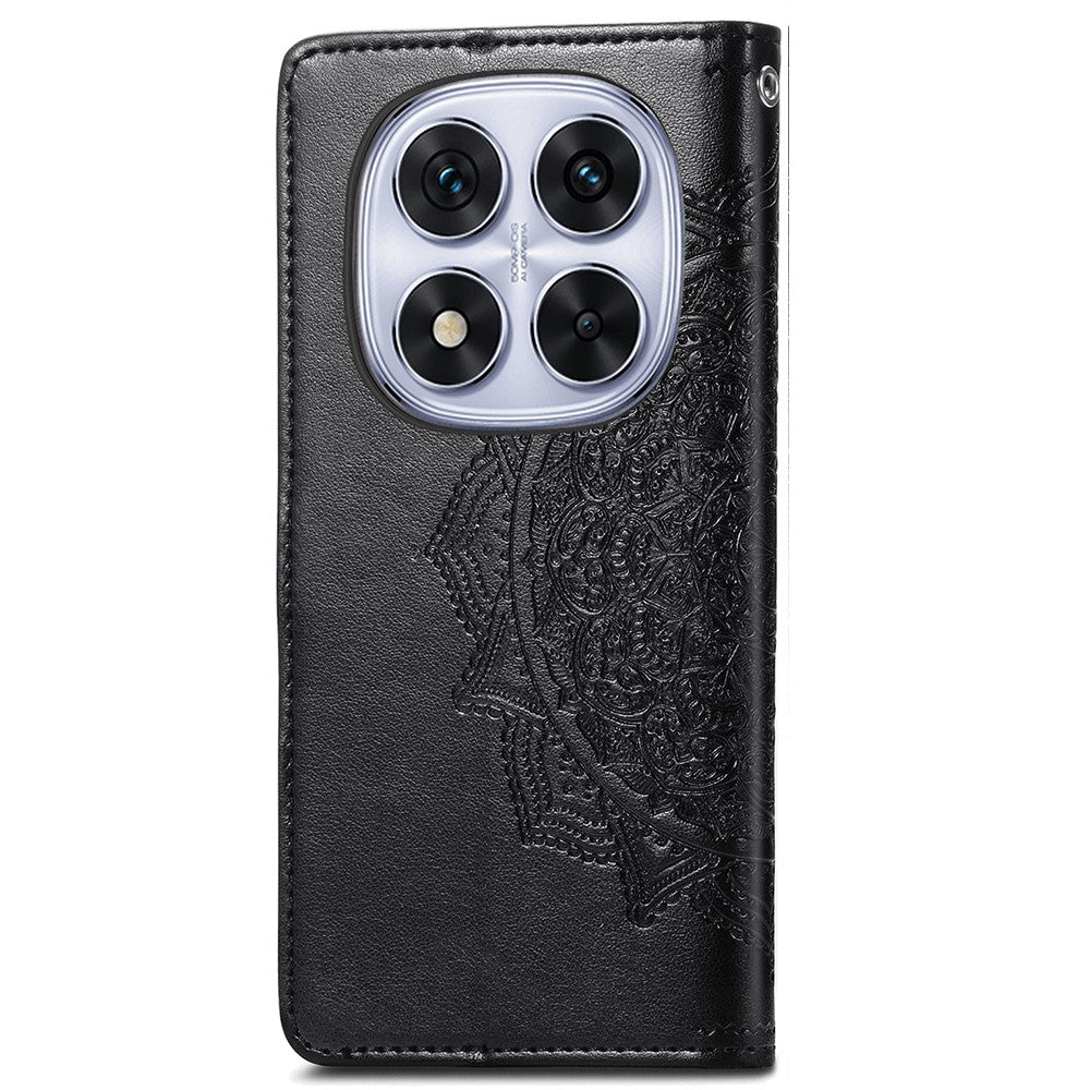 For Xiaomi Poco M8 Pro 5G / Redmi Note 15 Pro+ 5G (Global) Case Wallet Mandala Flower Leather Phone Cover Stand View - Black