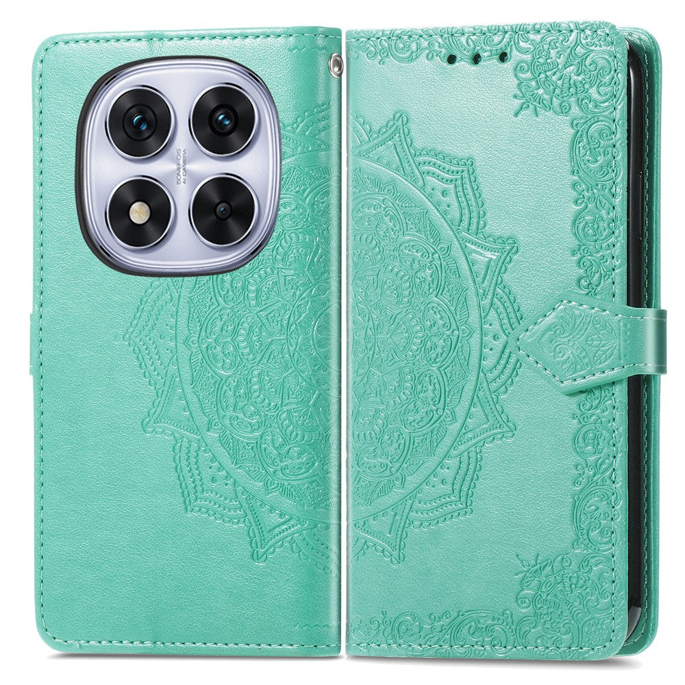 For Xiaomi Poco M8 Pro 5G / Redmi Note 15 Pro+ 5G (Global) Case Wallet Mandala Flower Leather Phone Cover Stand View - Green