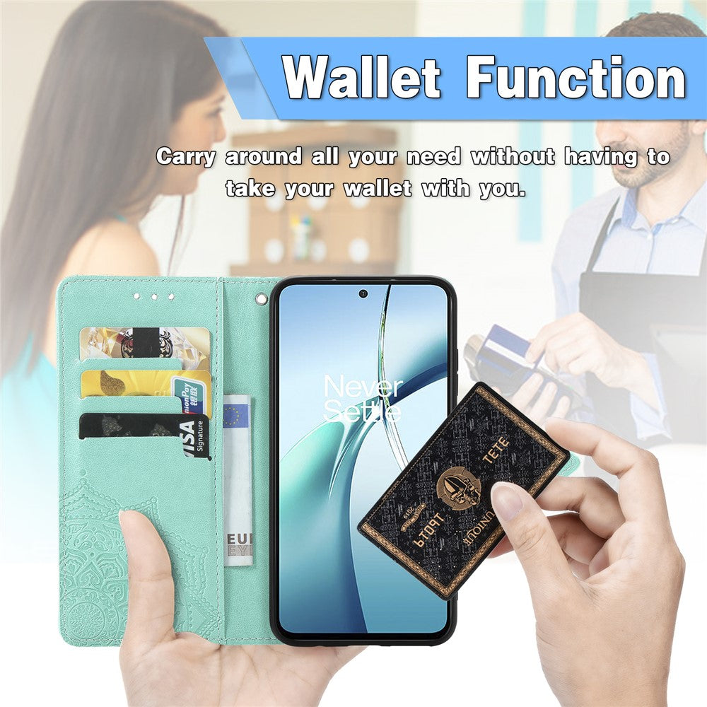 For Xiaomi Poco M8 Pro 5G / Redmi Note 15 Pro+ 5G (Global) Case Wallet Mandala Flower Leather Phone Cover Stand View - Green
