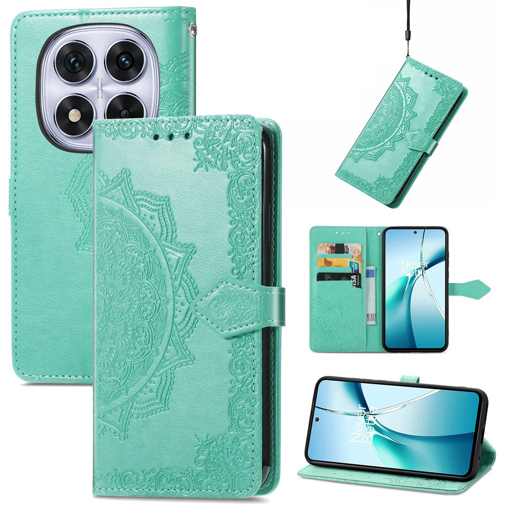 For Xiaomi Poco M8 Pro 5G / Redmi Note 15 Pro+ 5G (Global) Case Wallet Mandala Flower Leather Phone Cover Stand View - Green