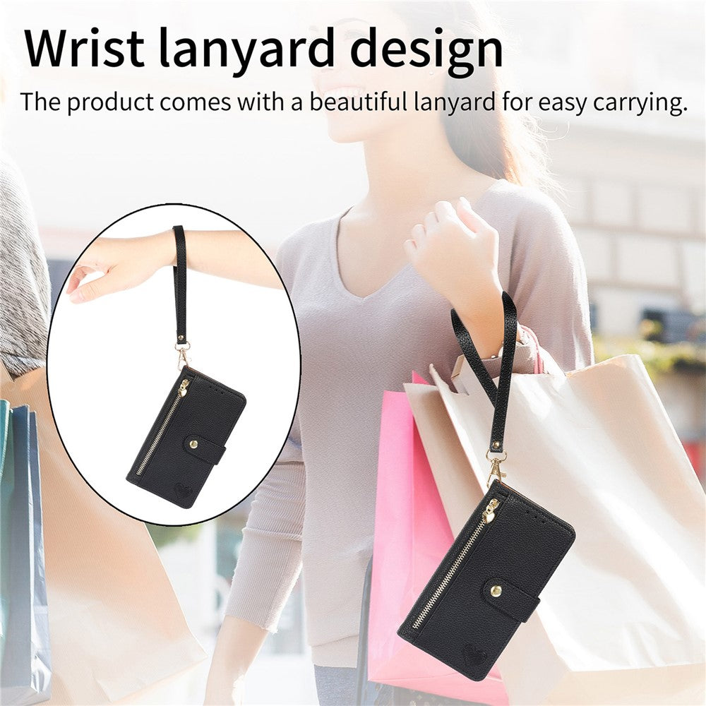 For Xiaomi Poco M8 Pro 5G / Redmi Note 15 Pro+ 5G (Global) Case RFID Blocking Zipper Pocket Leather Wallet Phone Cover with Strap - Black