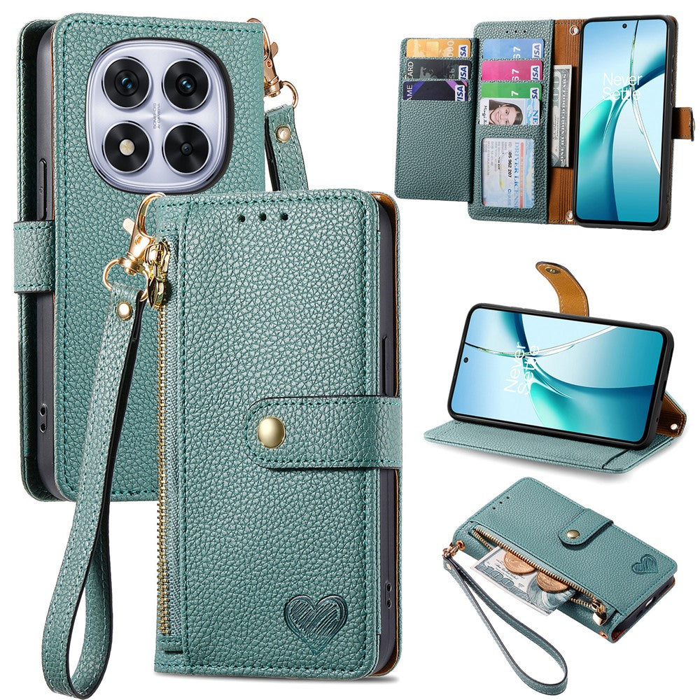 For Xiaomi Poco M8 Pro 5G / Redmi Note 15 Pro+ 5G (Global) Case RFID Blocking Zipper Pocket Leather Wallet Phone Cover with Strap - Blue