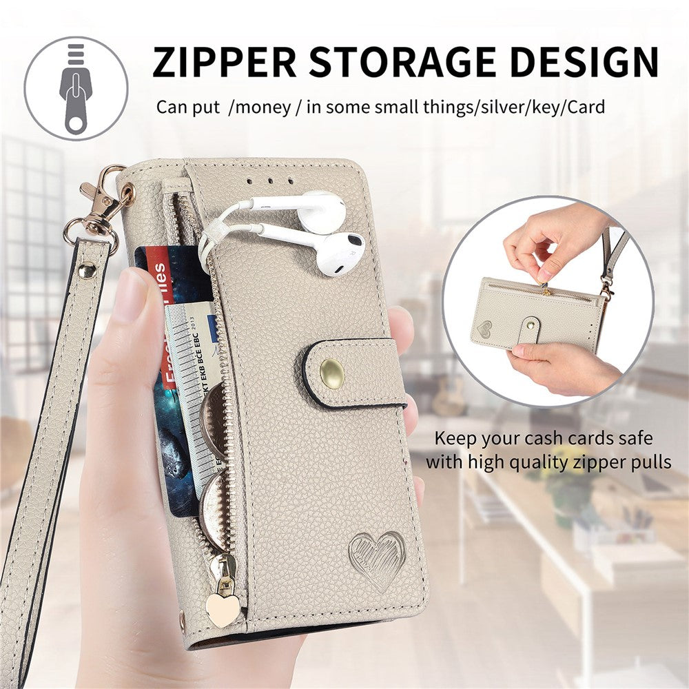 For Xiaomi Poco M8 Pro 5G / Redmi Note 15 Pro+ 5G (Global) Case RFID Blocking Zipper Pocket Leather Wallet Phone Cover with Strap - Grey