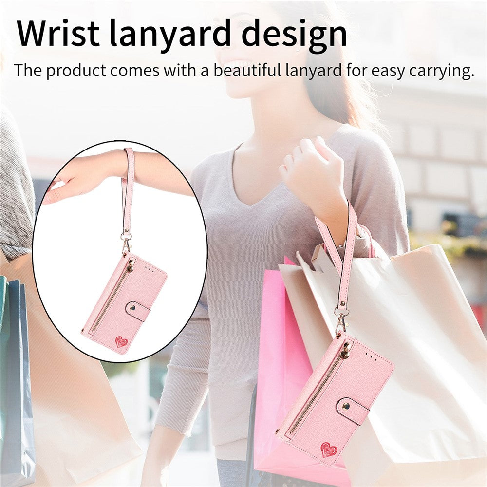 For Xiaomi Poco M8 Pro 5G / Redmi Note 15 Pro+ 5G (Global) Case RFID Blocking Zipper Pocket Leather Wallet Phone Cover with Strap - Pink