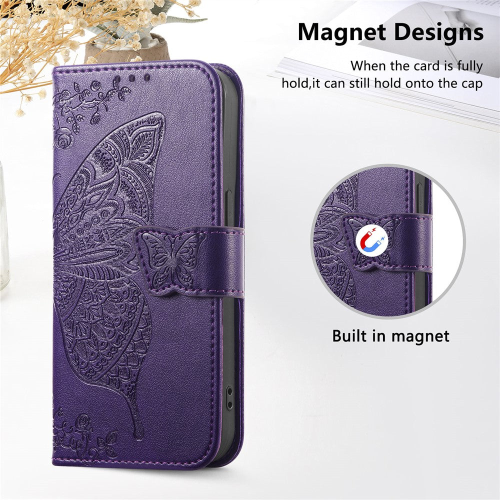 For Xiaomi Poco M8 Pro 5G / Redmi Note 15 Pro+ 5G (Global) Case with Strap Butterfly Pattern PU Leather Wallet Phone Cover - Dark Purple