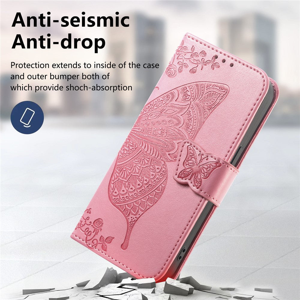 For Xiaomi Poco M8 Pro 5G / Redmi Note 15 Pro+ 5G (Global) Case with Strap Butterfly Pattern PU Leather Wallet Phone Cover - Pink