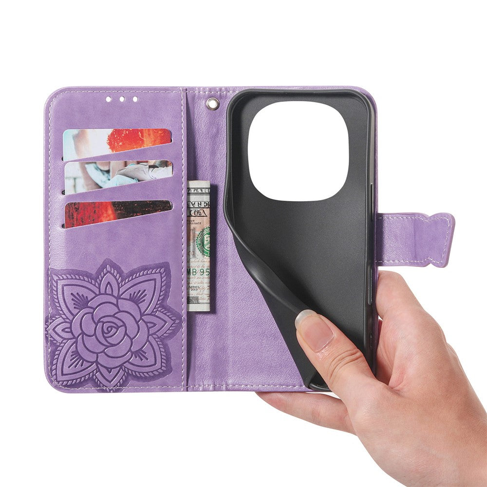 For Xiaomi Poco M8 Pro 5G / Redmi Note 15 Pro+ 5G (Global) Case with Strap Butterfly Pattern PU Leather Wallet Phone Cover - Light Purple
