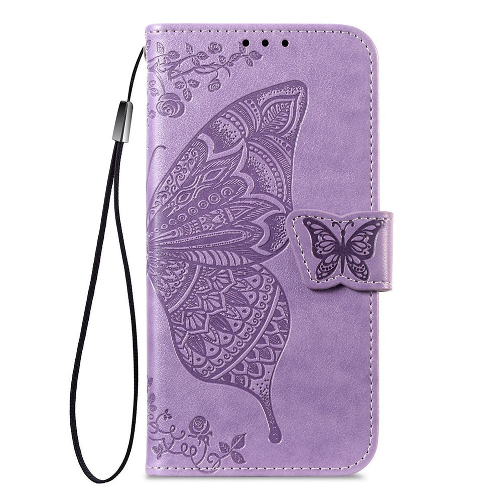 For Xiaomi Poco M8 Pro 5G / Redmi Note 15 Pro+ 5G (Global) Case with Strap Butterfly Pattern PU Leather Wallet Phone Cover - Light Purple