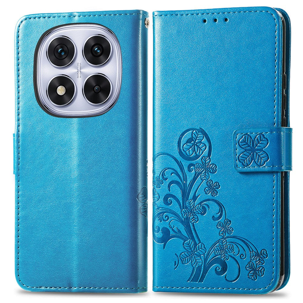 For Xiaomi Poco M8 Pro 5G / Redmi Note 15 Pro+ 5G (Global) Leather Case Four-Leaf Clover Wallet Phone Cover - Blue