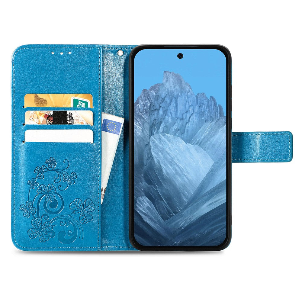 For Xiaomi Poco M8 Pro 5G / Redmi Note 15 Pro+ 5G (Global) Leather Case Four-Leaf Clover Wallet Phone Cover - Blue