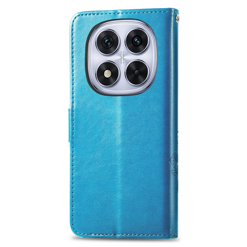 For Xiaomi Poco M8 Pro 5G / Redmi Note 15 Pro+ 5G (Global) Leather Case Four-Leaf Clover Wallet Phone Cover - Blue