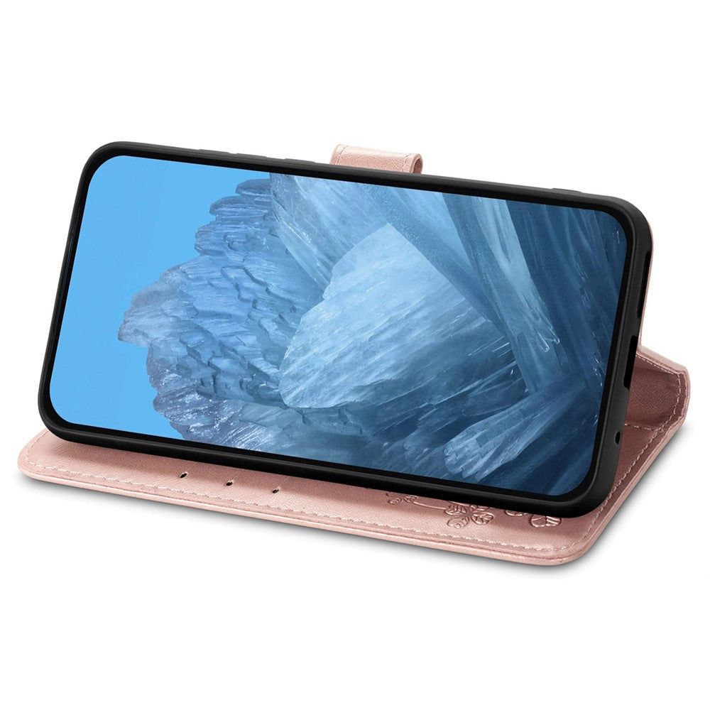 For Xiaomi Poco M8 Pro 5G / Redmi Note 15 Pro+ 5G (Global) Leather Case Four-Leaf Clover Wallet Phone Cover - Rose Gold
