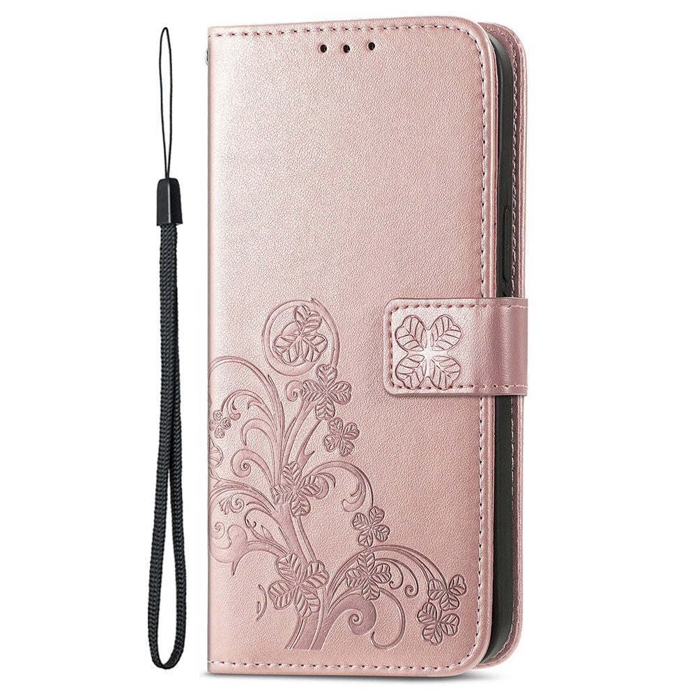 For Xiaomi Poco M8 Pro 5G / Redmi Note 15 Pro+ 5G (Global) Leather Case Four-Leaf Clover Wallet Phone Cover - Rose Gold