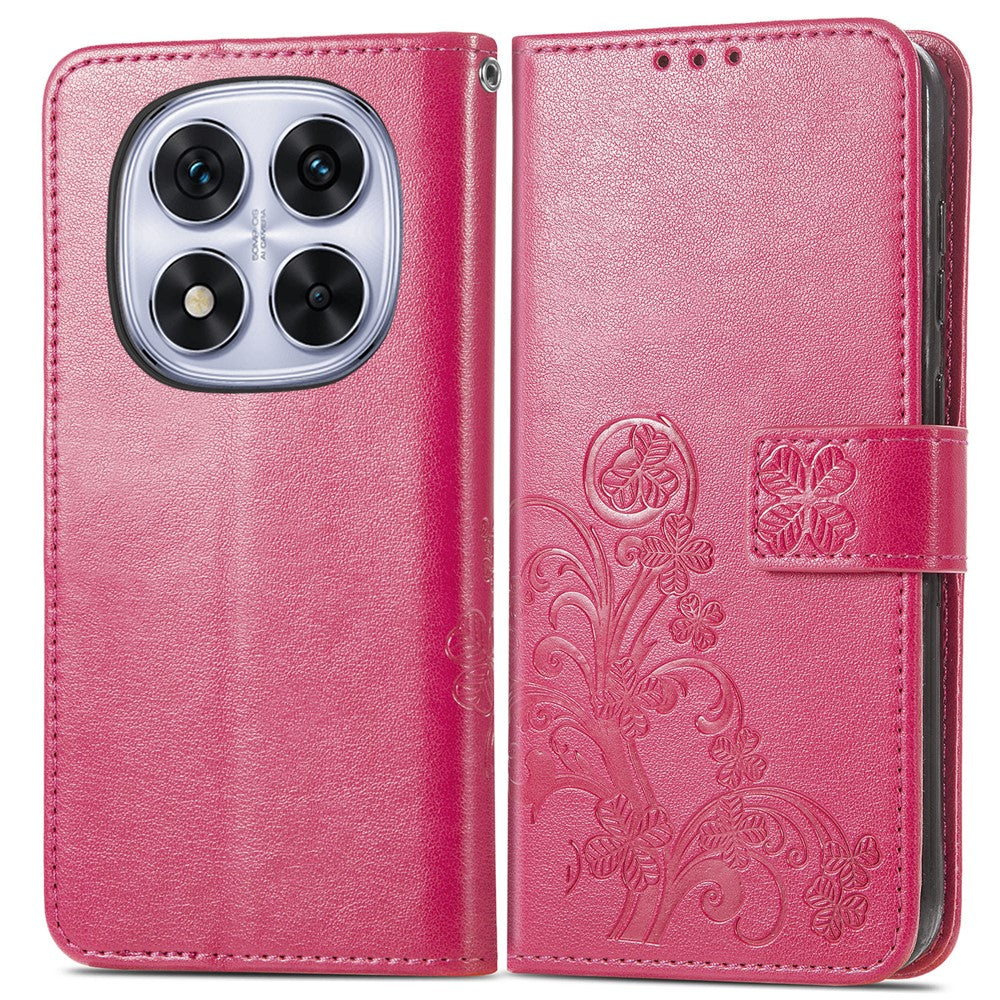For Xiaomi Poco M8 Pro 5G / Redmi Note 15 Pro+ 5G (Global) Leather Case Four-Leaf Clover Wallet Phone Cover - Rose