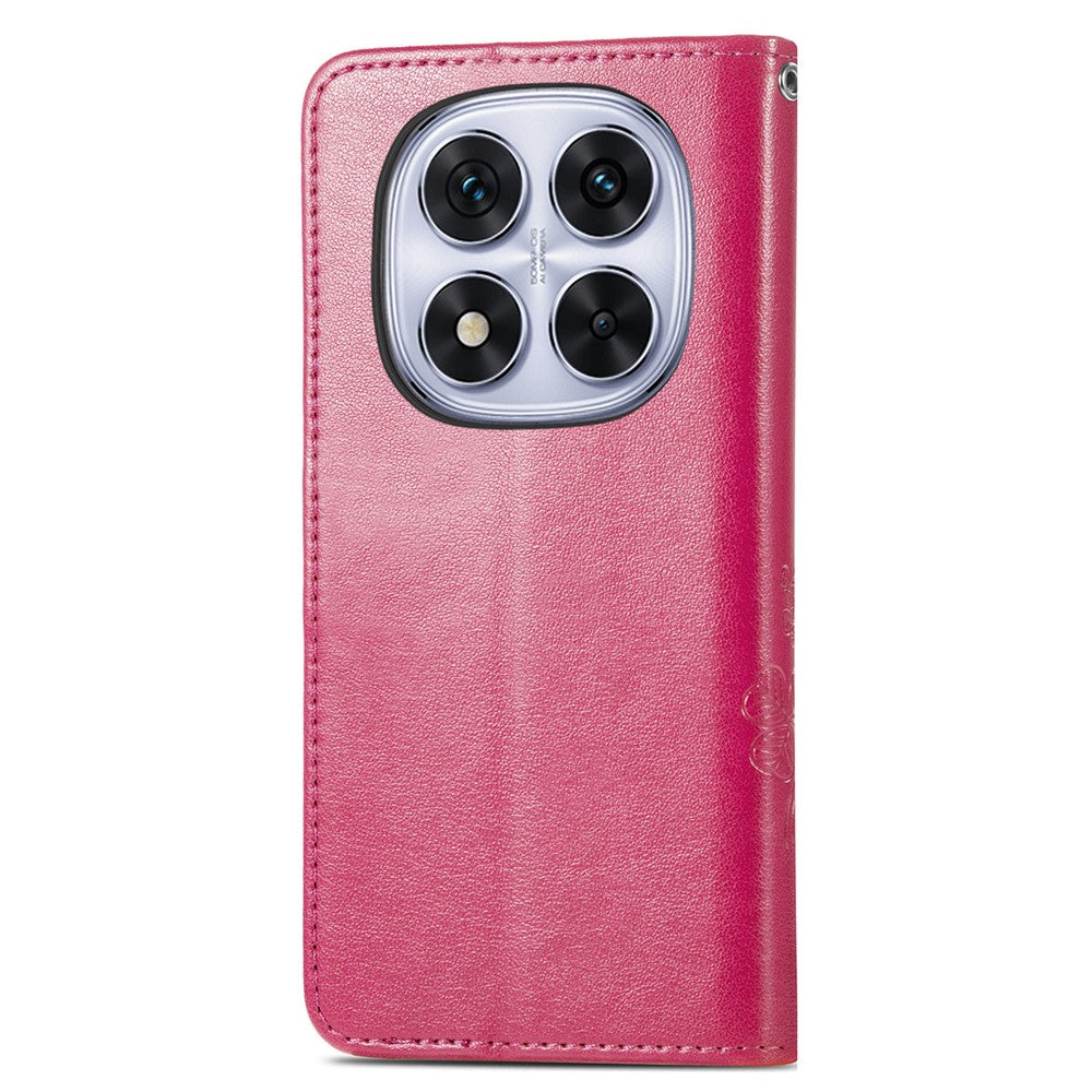 For Xiaomi Poco M8 Pro 5G / Redmi Note 15 Pro+ 5G (Global) Leather Case Four-Leaf Clover Wallet Phone Cover - Rose