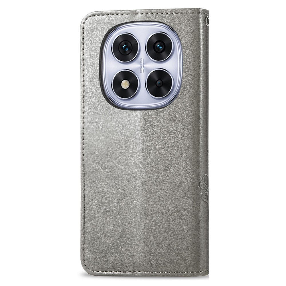 For Xiaomi Poco M8 Pro 5G / Redmi Note 15 Pro+ 5G (Global) Leather Case Four-Leaf Clover Wallet Phone Cover - Grey