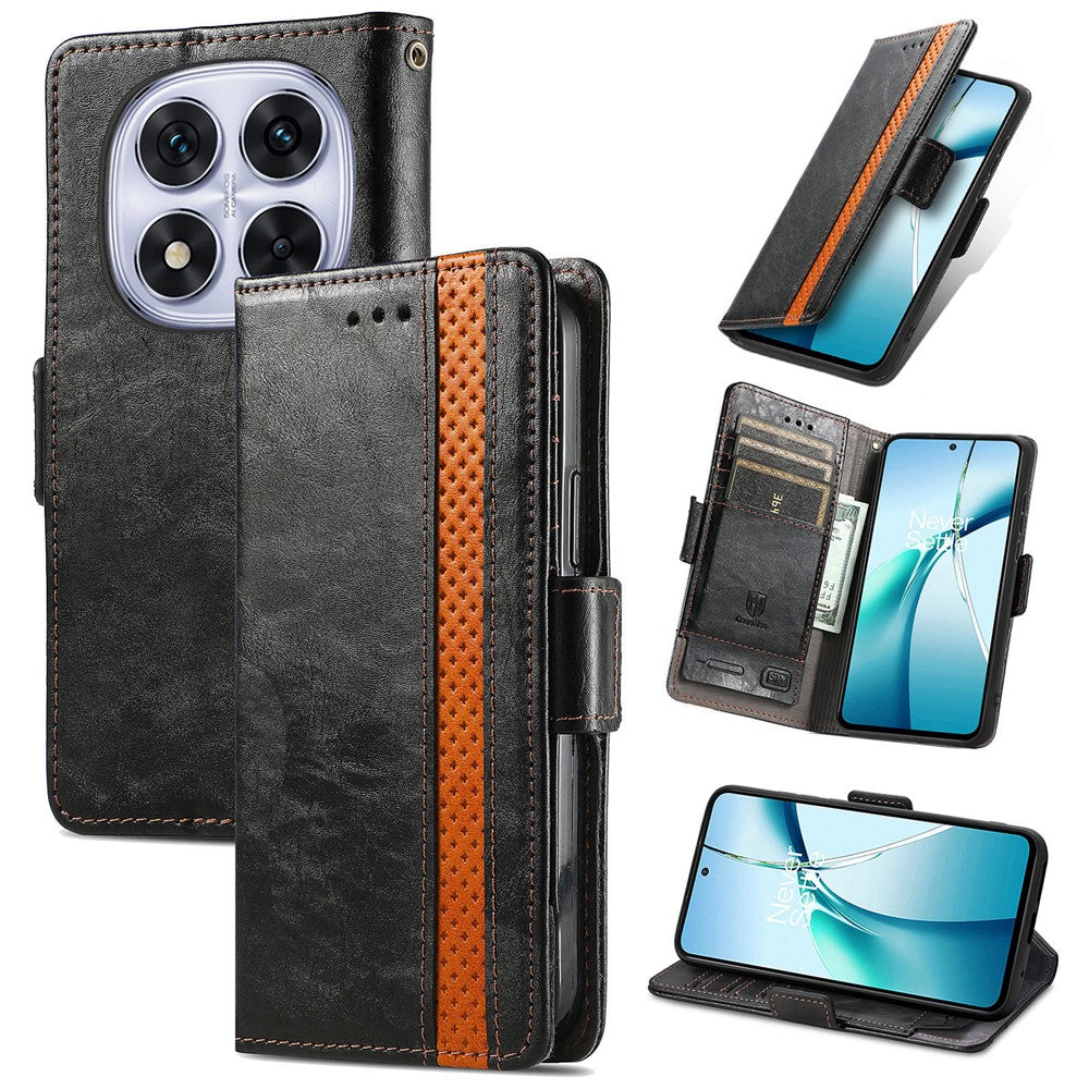 CASENEO For Xiaomi Poco M8 Pro 5G / Redmi Note 15 Pro+ 5G (Global) Phone Cases PU Leather Cover Stand with RFID Blocking Wallet - Black