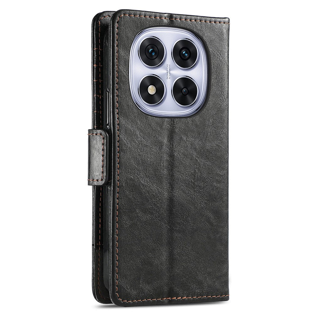 CASENEO For Xiaomi Poco M8 Pro 5G / Redmi Note 15 Pro+ 5G (Global) Phone Cases PU Leather Cover Stand with RFID Blocking Wallet - Black