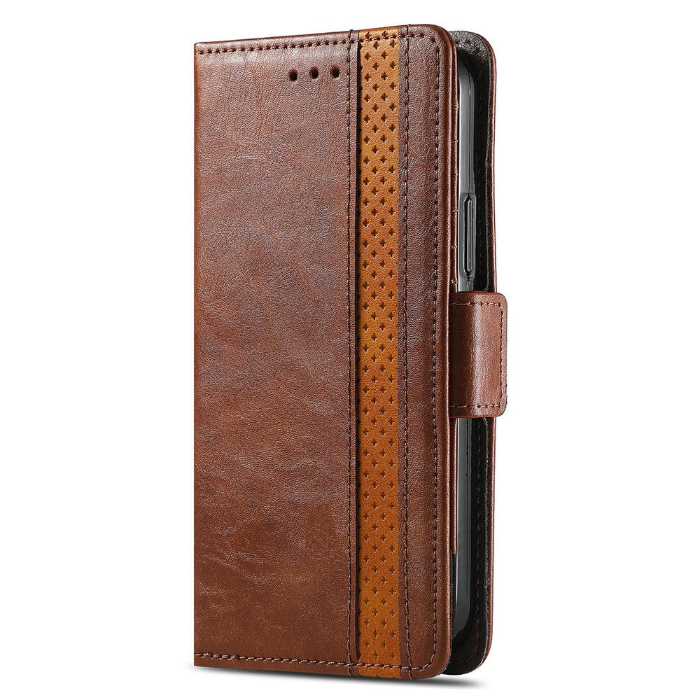 CASENEO For Xiaomi Poco M8 Pro 5G / Redmi Note 15 Pro+ 5G (Global) Phone Cases PU Leather Cover Stand with RFID Blocking Wallet - Dark Brown