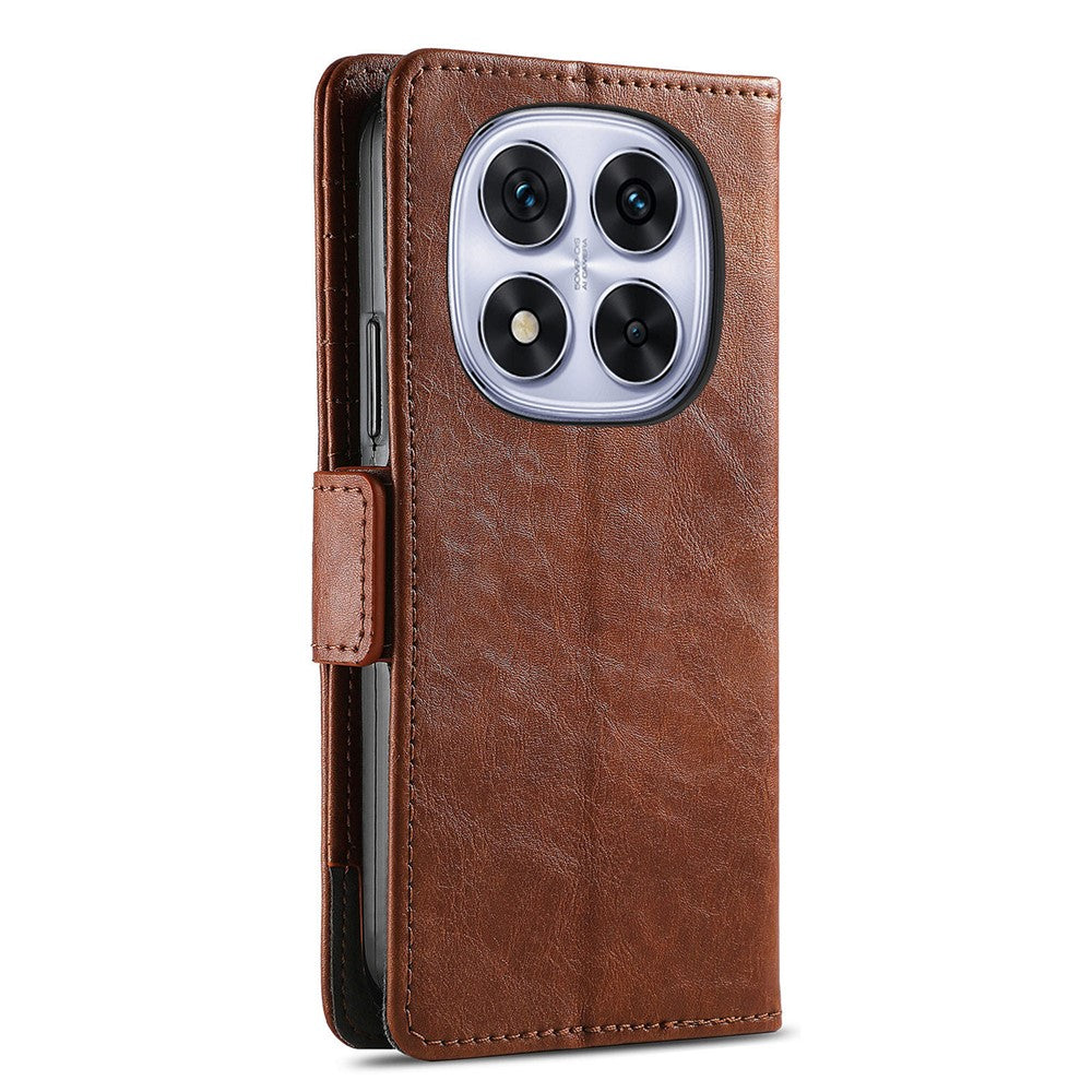 CASENEO For Xiaomi Poco M8 Pro 5G / Redmi Note 15 Pro+ 5G (Global) Phone Cases PU Leather Cover Stand with RFID Blocking Wallet - Dark Brown