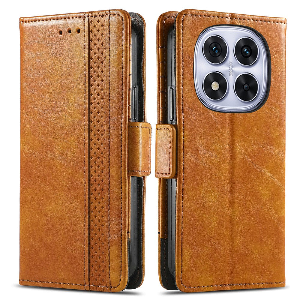 CASENEO For Xiaomi Poco M8 Pro 5G / Redmi Note 15 Pro+ 5G (Global) Phone Cases PU Leather Cover Stand with RFID Blocking Wallet - Khaki