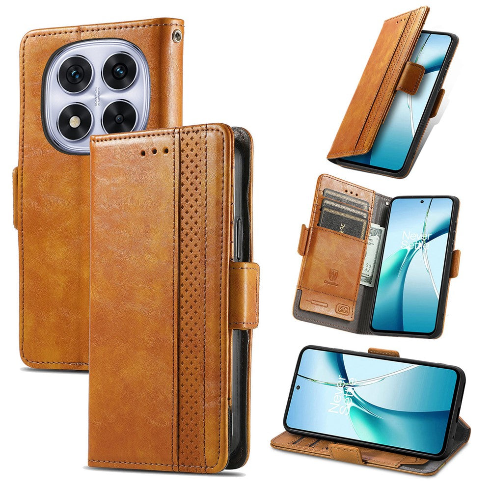 CASENEO For Xiaomi Poco M8 Pro 5G / Redmi Note 15 Pro+ 5G (Global) Phone Cases PU Leather Cover Stand with RFID Blocking Wallet - Khaki