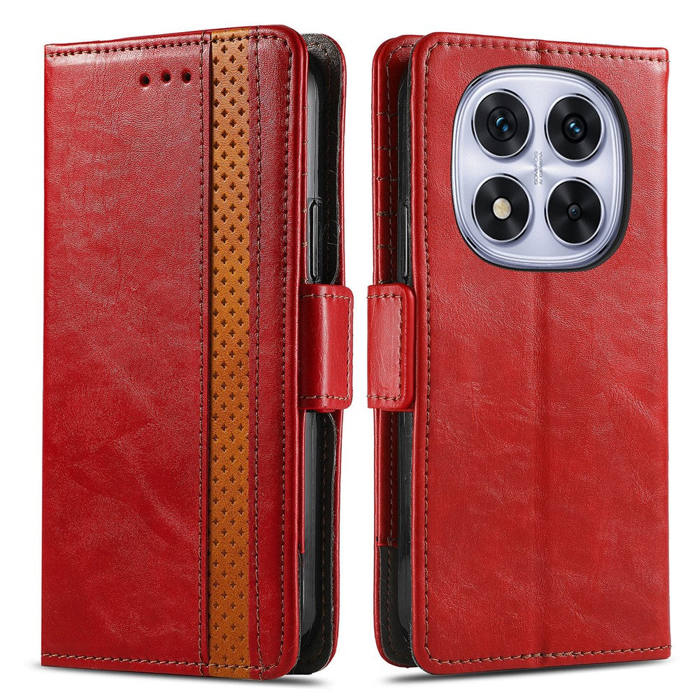CASENEO For Xiaomi Poco M8 Pro 5G / Redmi Note 15 Pro+ 5G (Global) Phone Cases PU Leather Cover Stand with RFID Blocking Wallet - Red
