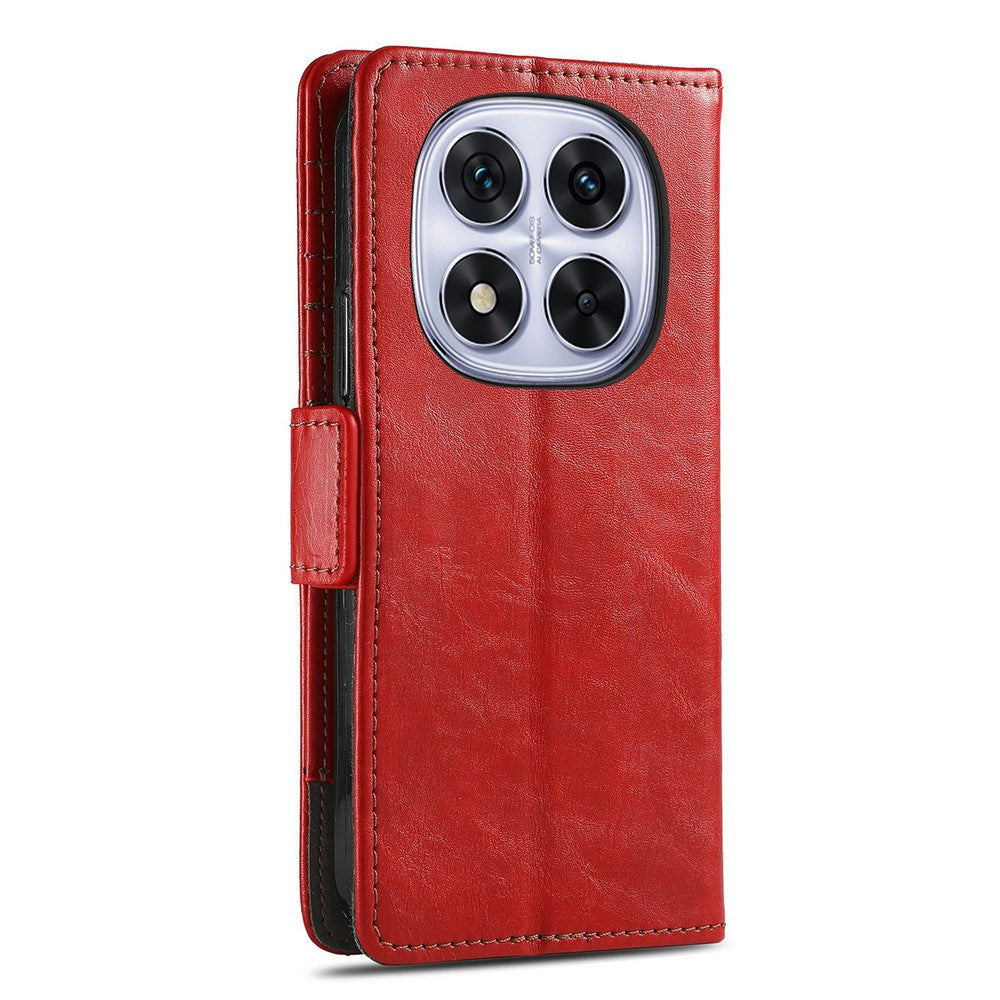 CASENEO For Xiaomi Poco M8 Pro 5G / Redmi Note 15 Pro+ 5G (Global) Phone Cases PU Leather Cover Stand with RFID Blocking Wallet - Red