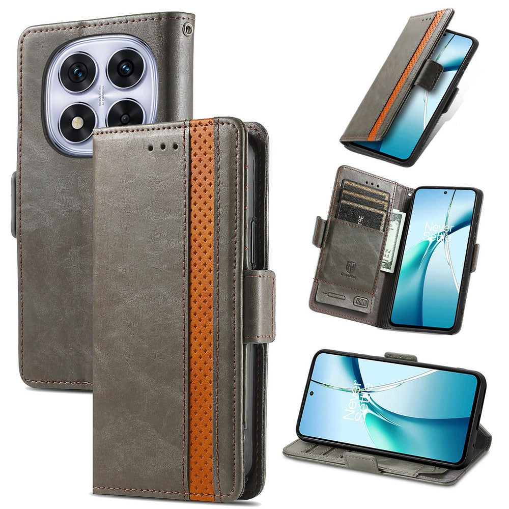 CASENEO For Xiaomi Poco M8 Pro 5G / Redmi Note 15 Pro+ 5G (Global) Phone Cases PU Leather Cover Stand with RFID Blocking Wallet - Grey