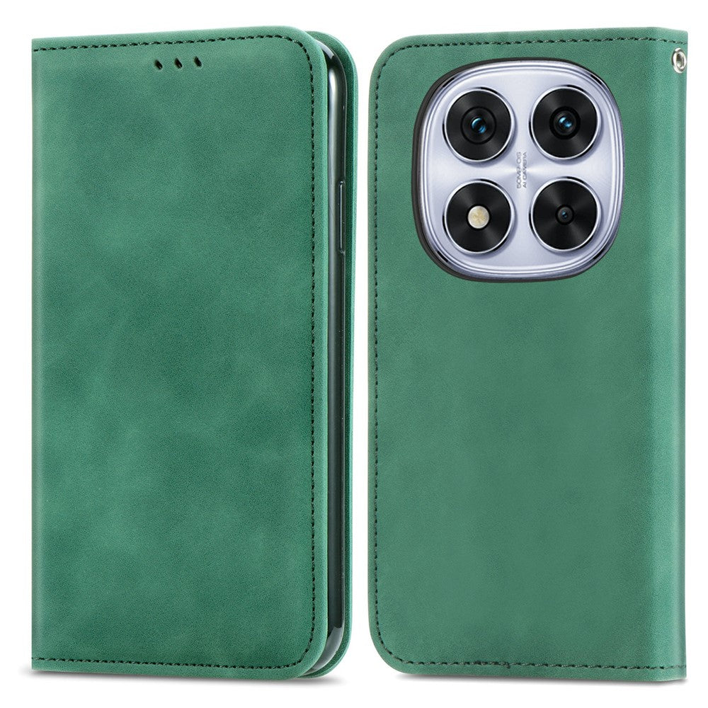 For Xiaomi Poco M8 Pro 5G / Redmi Note 15 Pro+ 5G (Global) Leather Case with Card Holder Magnetic Absorption Phone Cover - Green