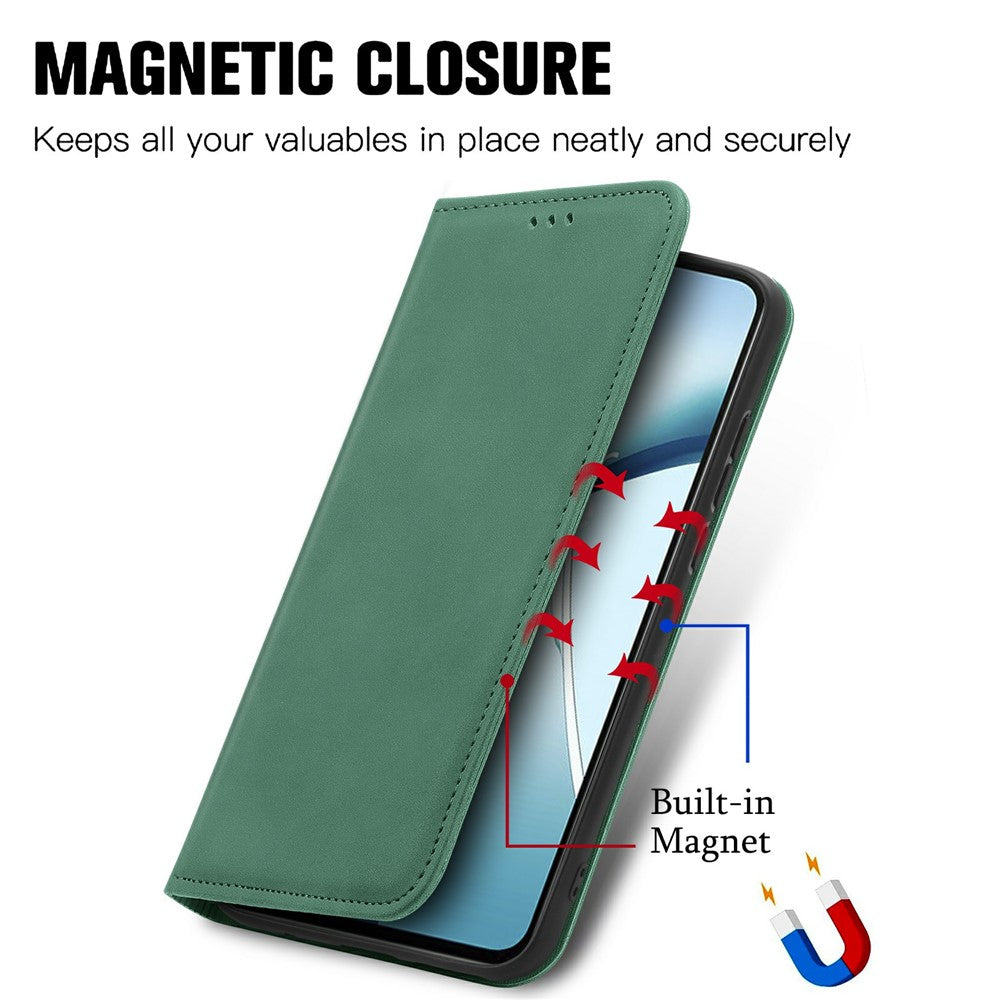 For Xiaomi Poco M8 Pro 5G / Redmi Note 15 Pro+ 5G (Global) Leather Case with Card Holder Magnetic Absorption Phone Cover - Green