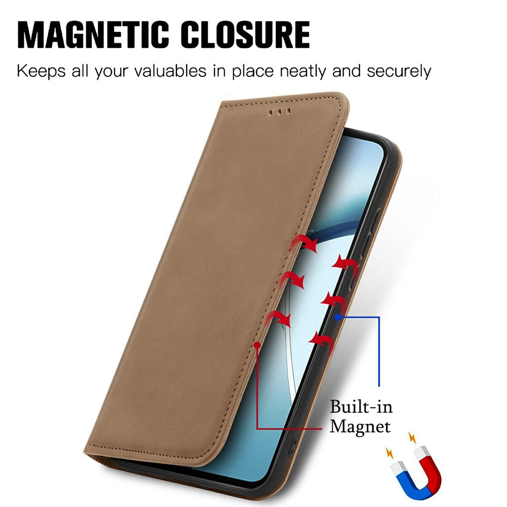 For Xiaomi Poco M8 Pro 5G / Redmi Note 15 Pro+ 5G (Global) Leather Case with Card Holder Magnetic Absorption Phone Cover - Brown