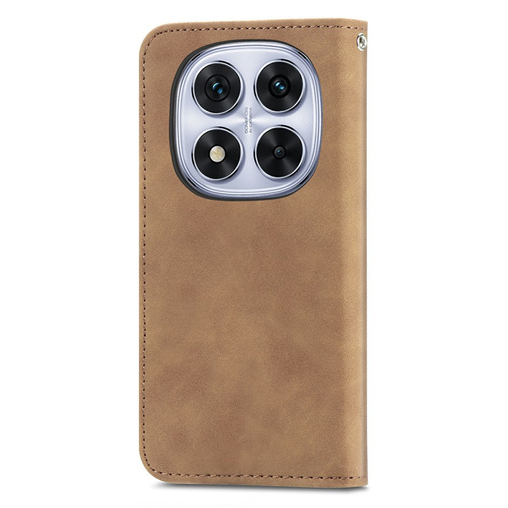For Xiaomi Poco M8 Pro 5G / Redmi Note 15 Pro+ 5G (Global) Leather Case with Card Holder Magnetic Absorption Phone Cover - Brown