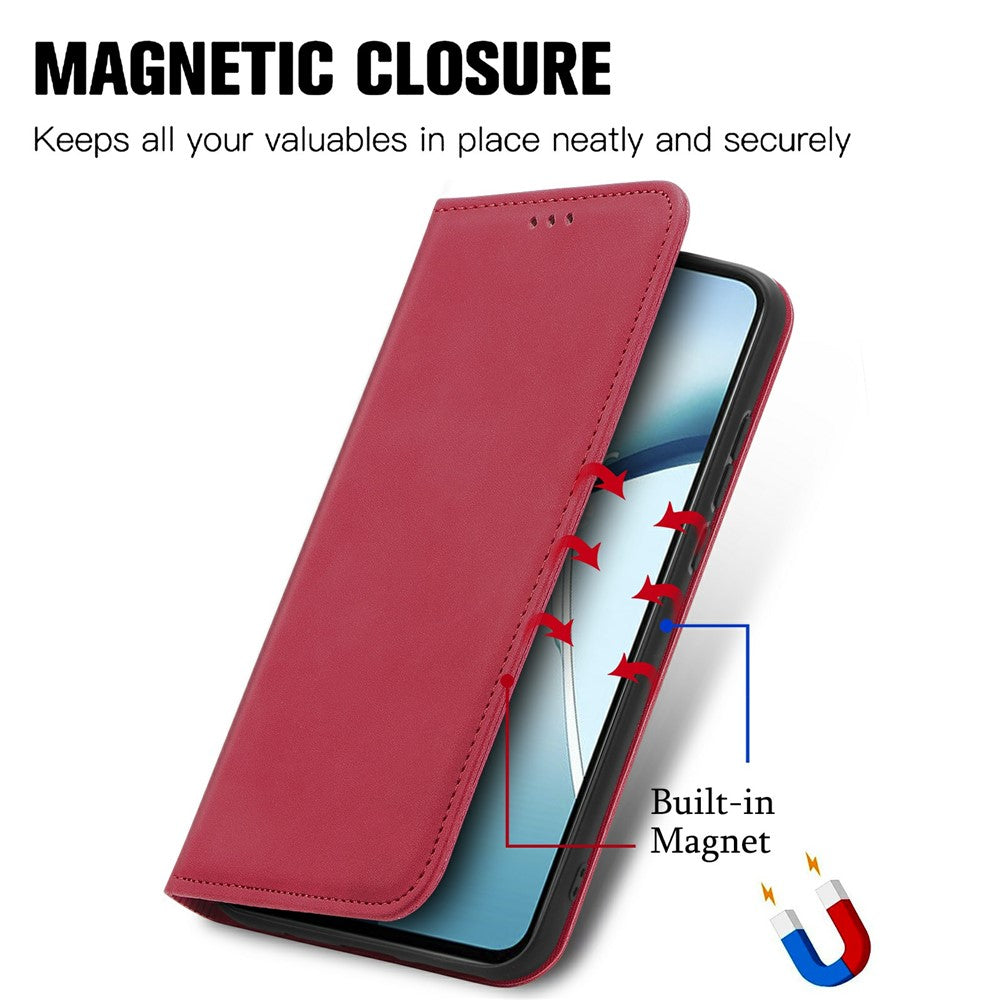 For Xiaomi Poco M8 Pro 5G / Redmi Note 15 Pro+ 5G (Global) Leather Case with Card Holder Magnetic Absorption Phone Cover - Red