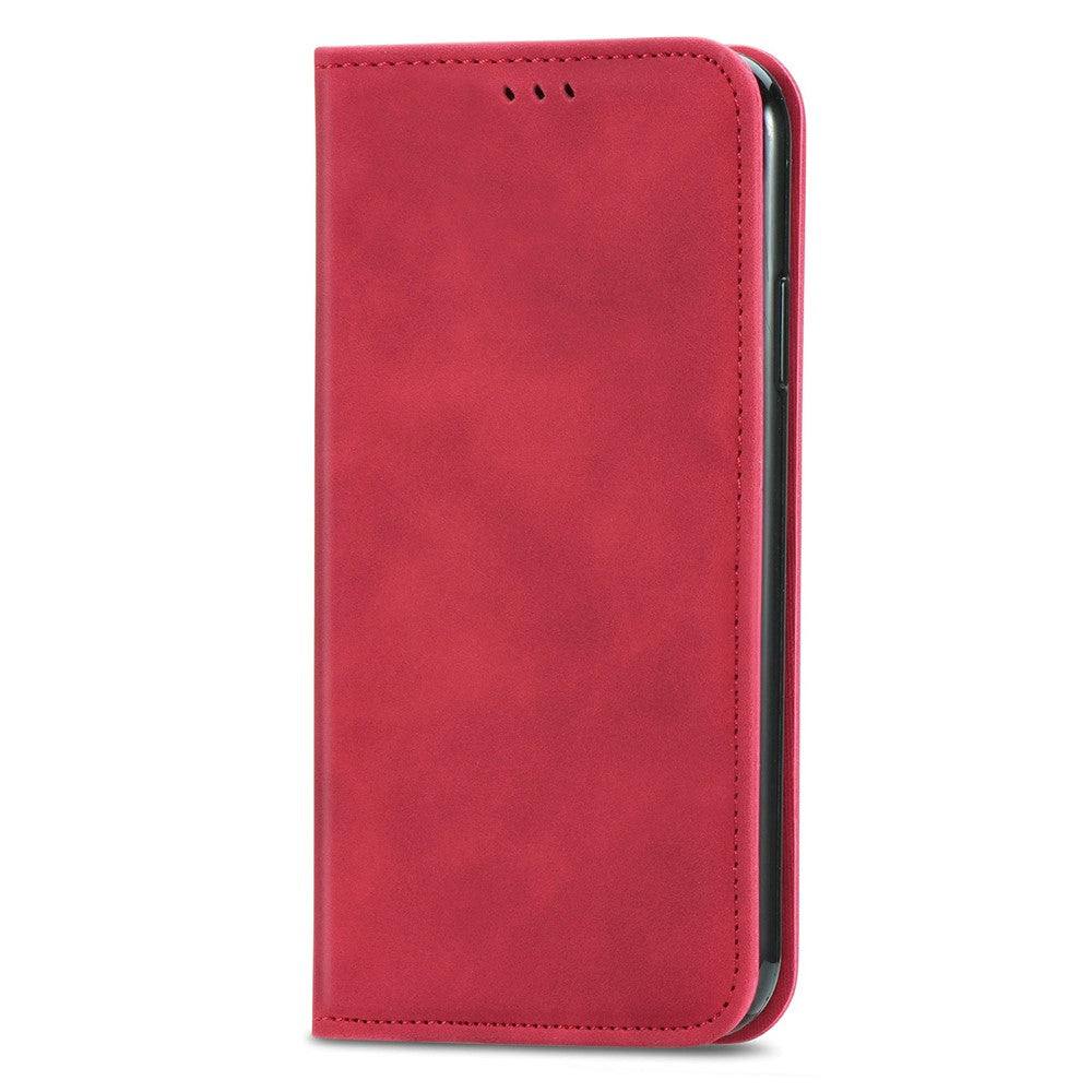 For Xiaomi Poco M8 Pro 5G / Redmi Note 15 Pro+ 5G (Global) Leather Case with Card Holder Magnetic Absorption Phone Cover - Red