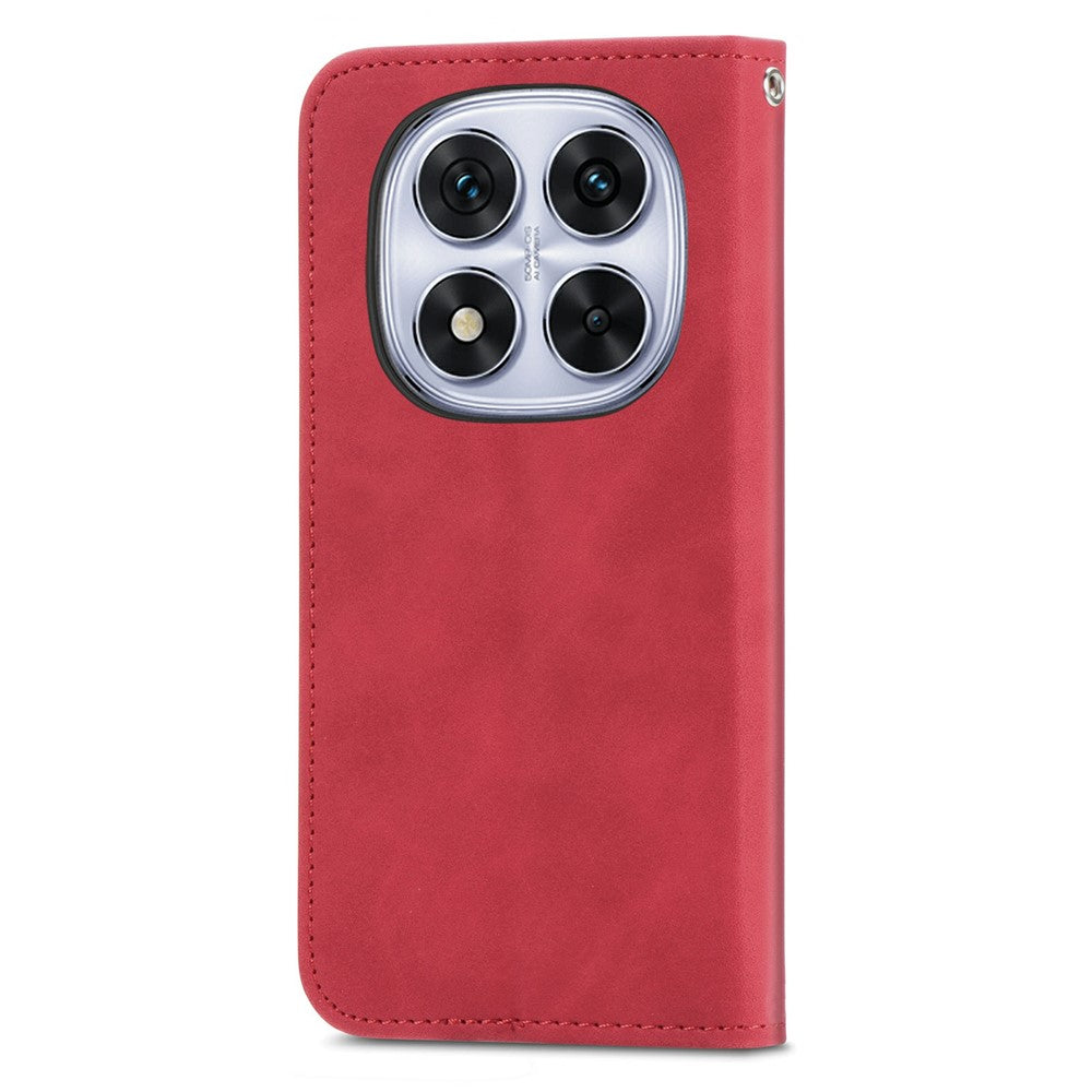 For Xiaomi Poco M8 Pro 5G / Redmi Note 15 Pro+ 5G (Global) Leather Case with Card Holder Magnetic Absorption Phone Cover - Red