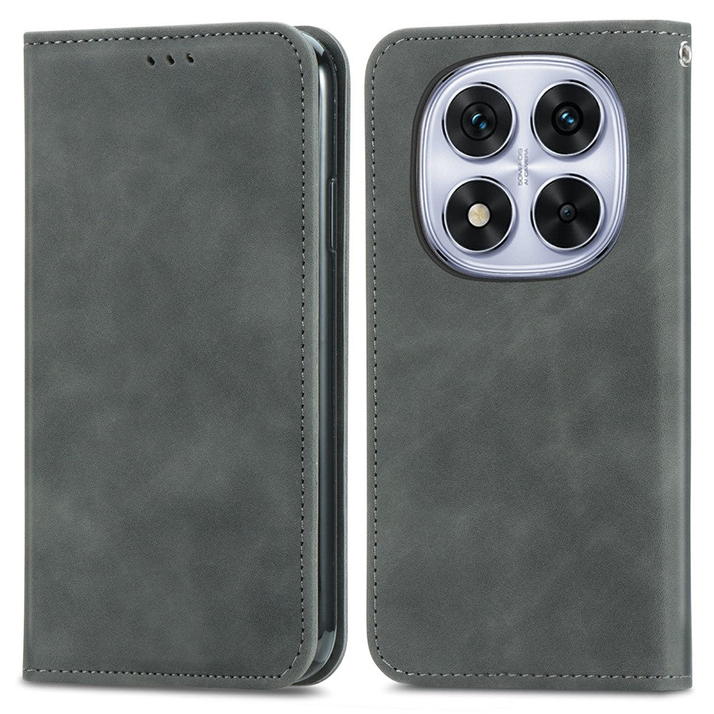 For Xiaomi Poco M8 Pro 5G / Redmi Note 15 Pro+ 5G (Global) Leather Case with Card Holder Magnetic Absorption Phone Cover - Grey