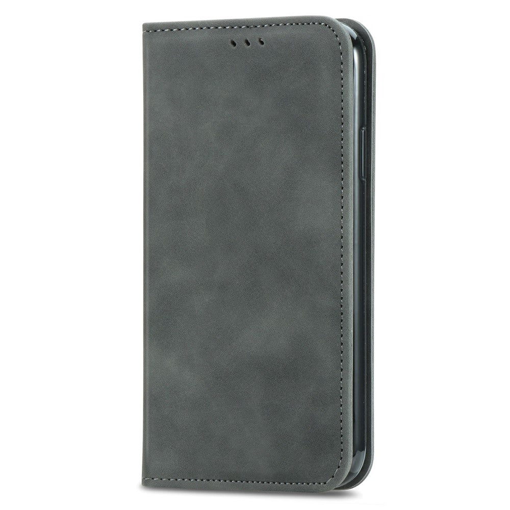 For Xiaomi Poco M8 Pro 5G / Redmi Note 15 Pro+ 5G (Global) Leather Case with Card Holder Magnetic Absorption Phone Cover - Grey
