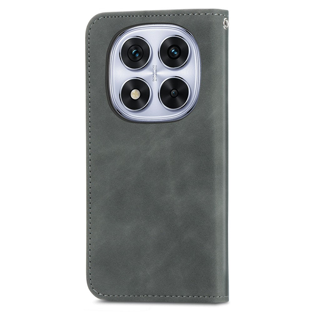 For Xiaomi Poco M8 Pro 5G / Redmi Note 15 Pro+ 5G (Global) Leather Case with Card Holder Magnetic Absorption Phone Cover - Grey