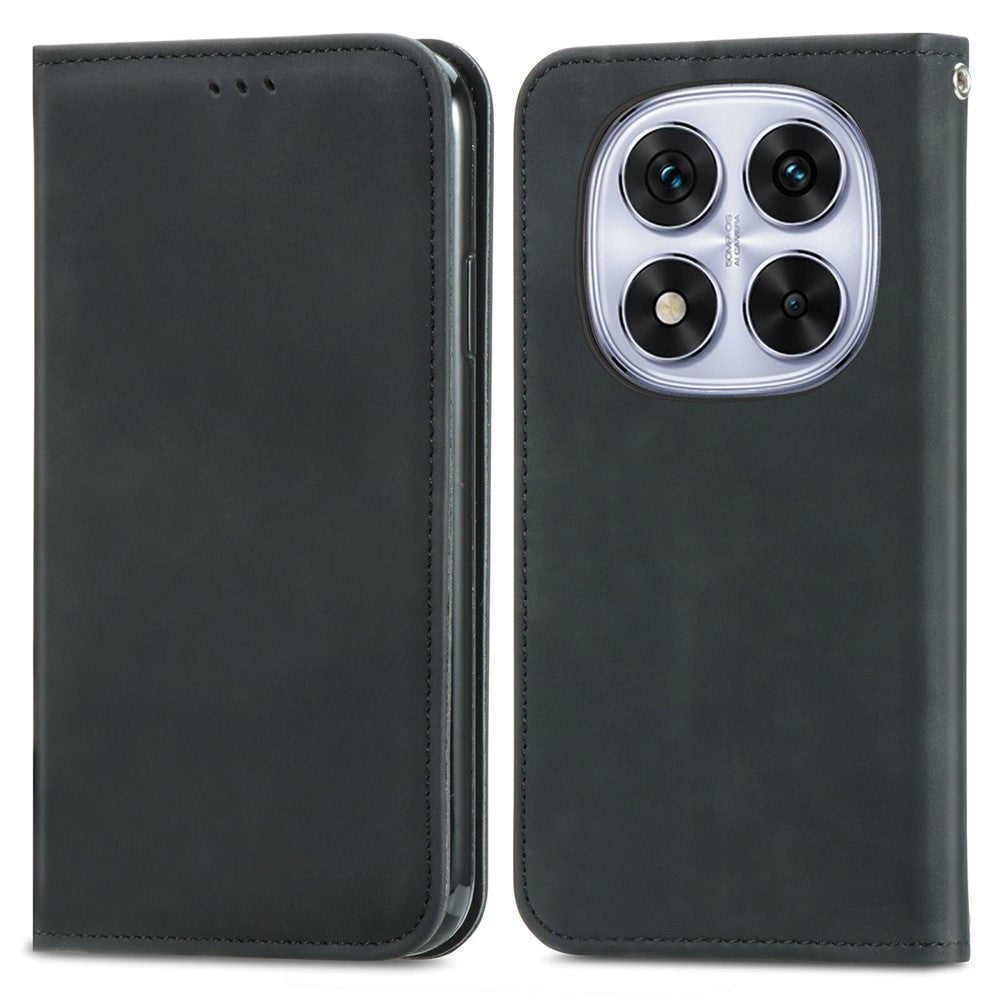 For Xiaomi Poco M8 Pro 5G / Redmi Note 15 Pro+ 5G (Global) Leather Case with Card Holder Magnetic Absorption Phone Cover - Black