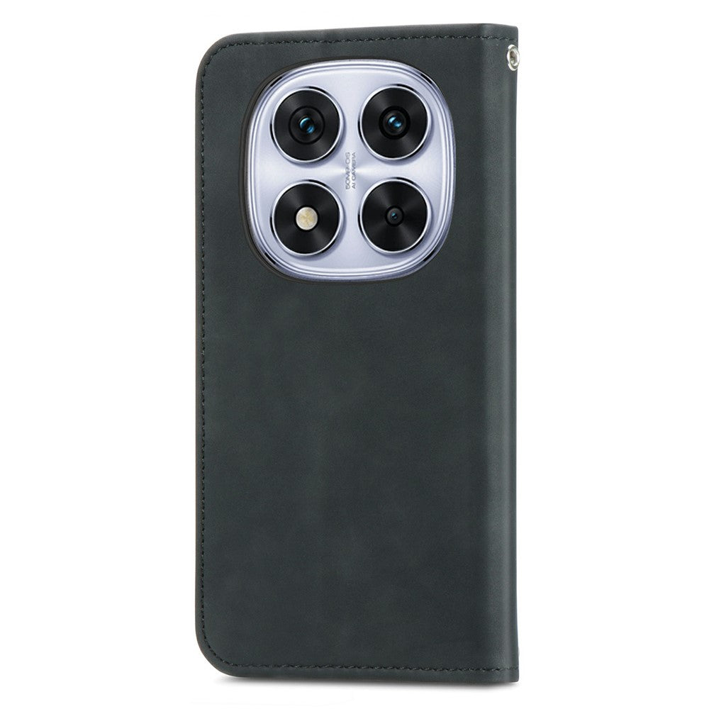 For Xiaomi Poco M8 Pro 5G / Redmi Note 15 Pro+ 5G (Global) Leather Case with Card Holder Magnetic Absorption Phone Cover - Black
