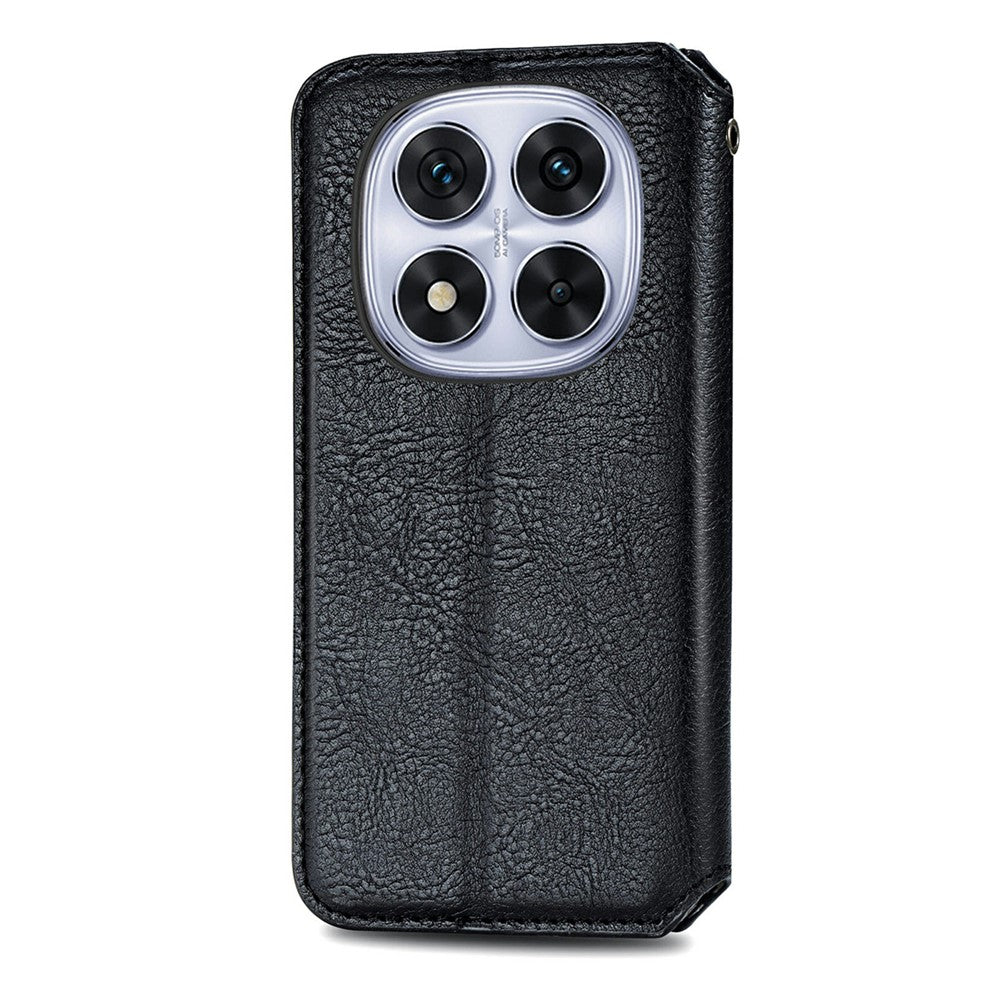For Xiaomi Poco M8 Pro 5G / Redmi Note 15 Pro+ 5G (Global) Case Rhombus Imprint PU Leather Wallet Phone Cover - Black