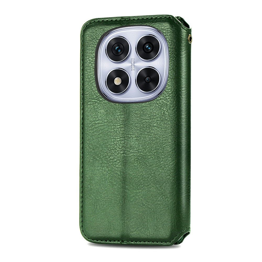 For Xiaomi Poco M8 Pro 5G / Redmi Note 15 Pro+ 5G (Global) Case Rhombus Imprint PU Leather Wallet Phone Cover - Green