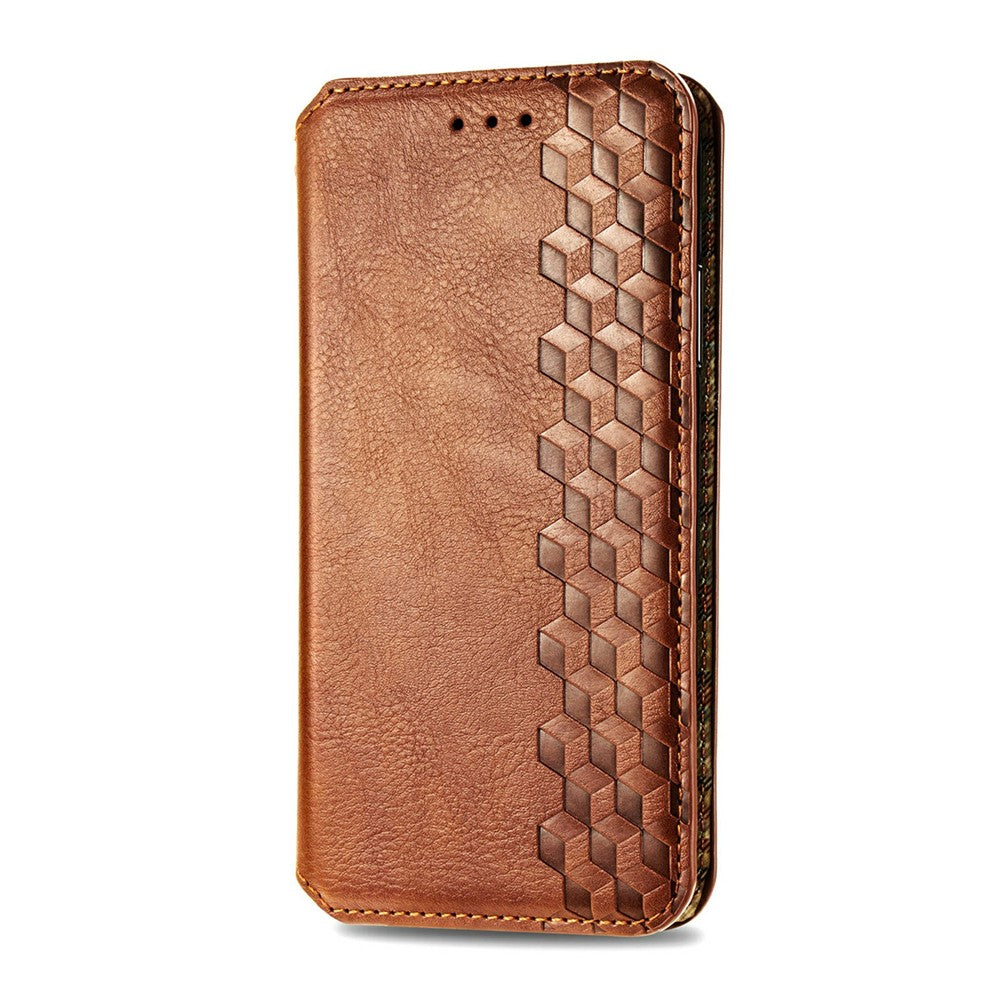 For Xiaomi Poco M8 Pro 5G / Redmi Note 15 Pro+ 5G (Global) Case Rhombus Imprint PU Leather Wallet Phone Cover - Brown