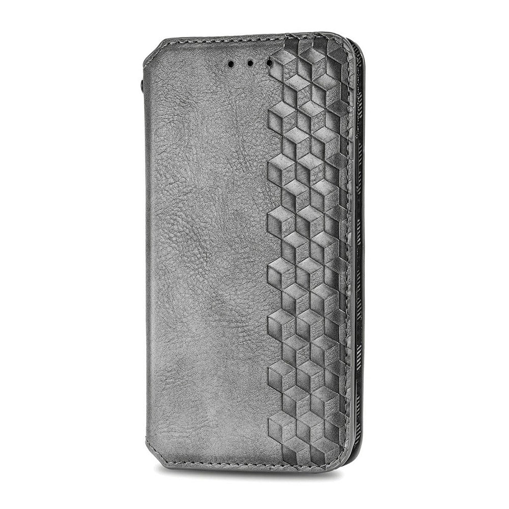 For Xiaomi Poco M8 Pro 5G / Redmi Note 15 Pro+ 5G (Global) Case Rhombus Imprint PU Leather Wallet Phone Cover - Grey