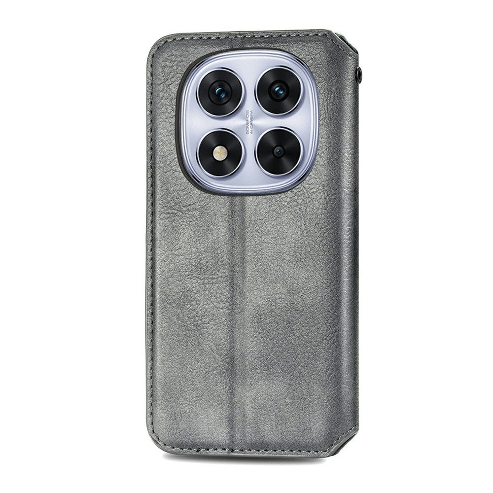 For Xiaomi Poco M8 Pro 5G / Redmi Note 15 Pro+ 5G (Global) Case Rhombus Imprint PU Leather Wallet Phone Cover - Grey