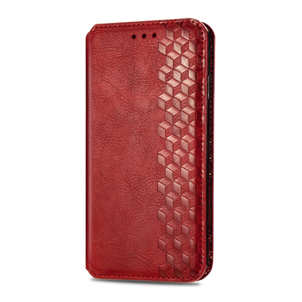 For Xiaomi Poco M8 Pro 5G / Redmi Note 15 Pro+ 5G (Global) Case Rhombus Imprint PU Leather Wallet Phone Cover - Red