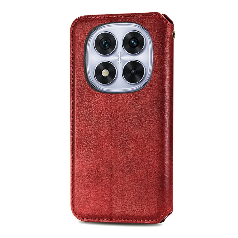 For Xiaomi Poco M8 Pro 5G / Redmi Note 15 Pro+ 5G (Global) Case Rhombus Imprint PU Leather Wallet Phone Cover - Red
