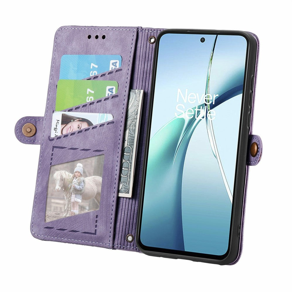 For Xiaomi Poco M8 Pro 5G / Redmi Note 15 Pro+ 5G (Global) Case Zipper Wallet Geometry Lines Leather Phone Cover with Strap - Light Purple